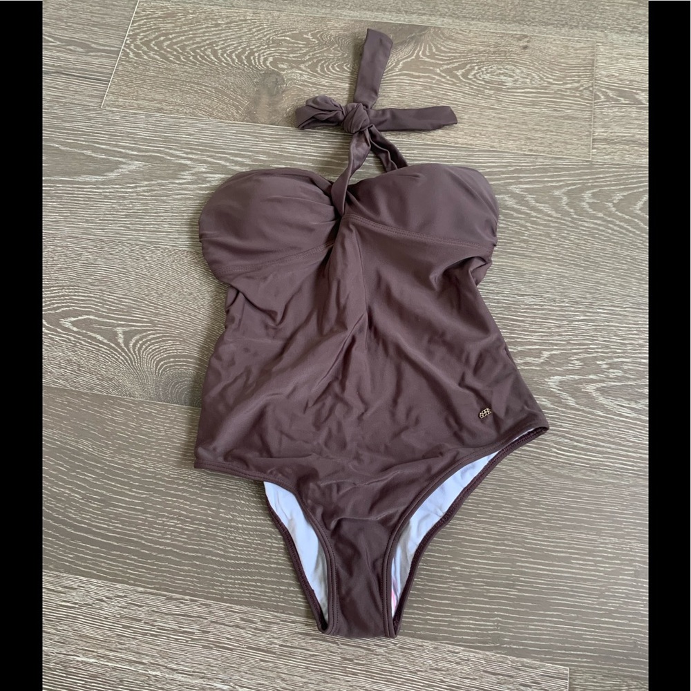 Agua Doce brown bandeau one-piece swimsuit